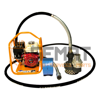 Pompe a eau thermique Altrad + moteur Honda GX160 + crepine + gaine 5m + raccord pompier 3'' + tuyau refoulement 10m